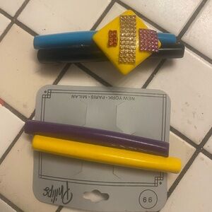 Vintage Lulu's Vibrant Hair Clip Set - Blue, Black, Yellow, Purple